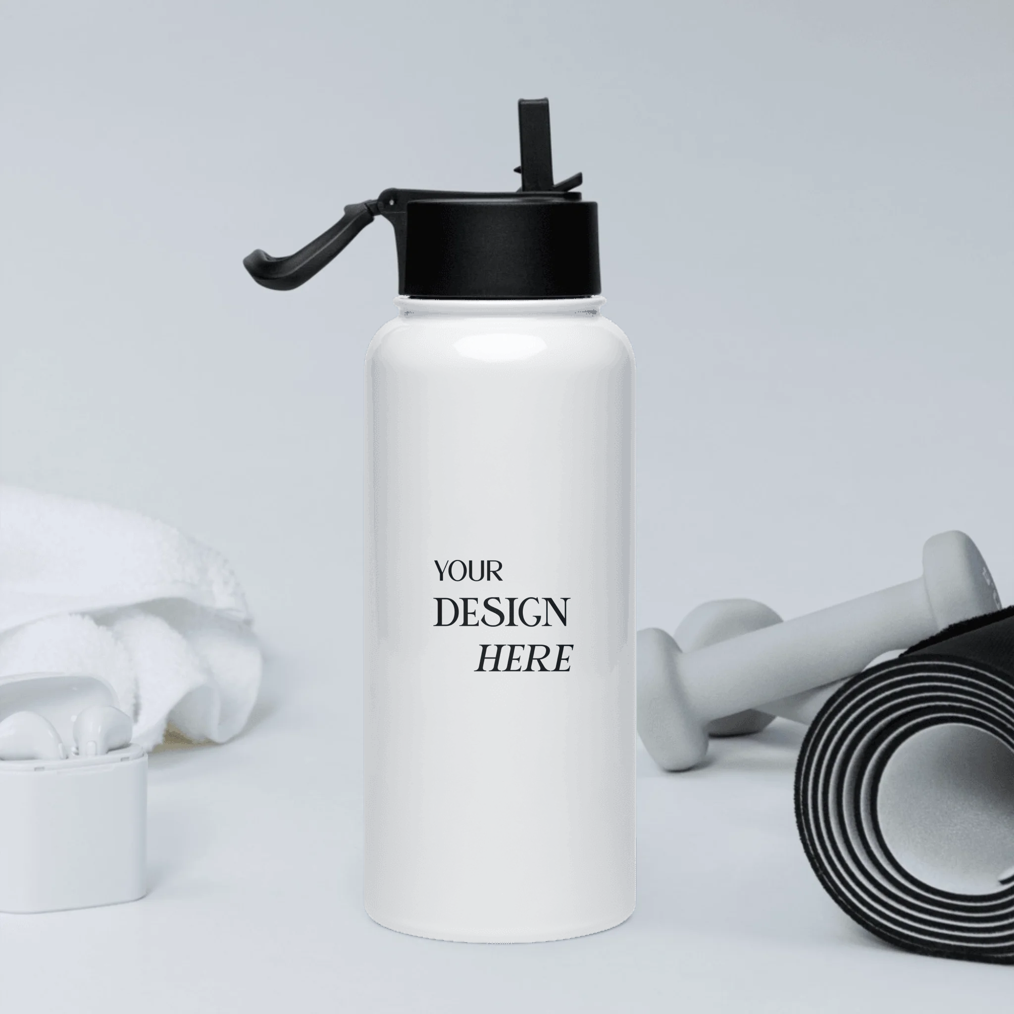 Stainless Steel Water Bottle with a Straw Lid