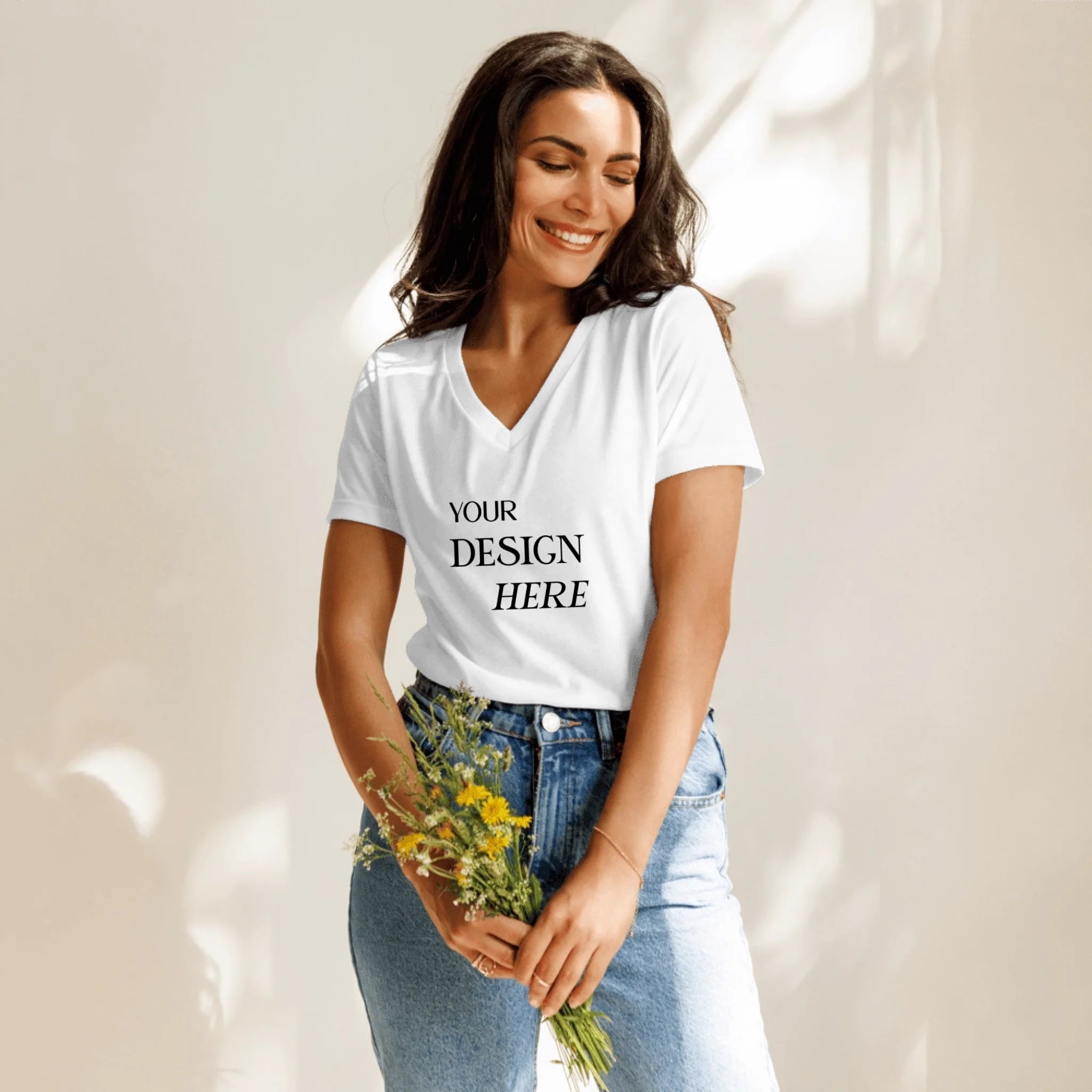 Women's Relaxed V-Neck T-Shirt | Bella Canvas 6405CVC