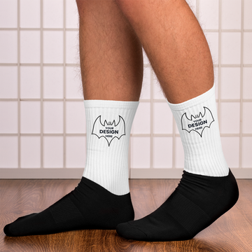 Black Foot Sublimated Socks, Crew Length Performance Socks — Comfortable Cushioned Socks with Bold Leg Artwork
