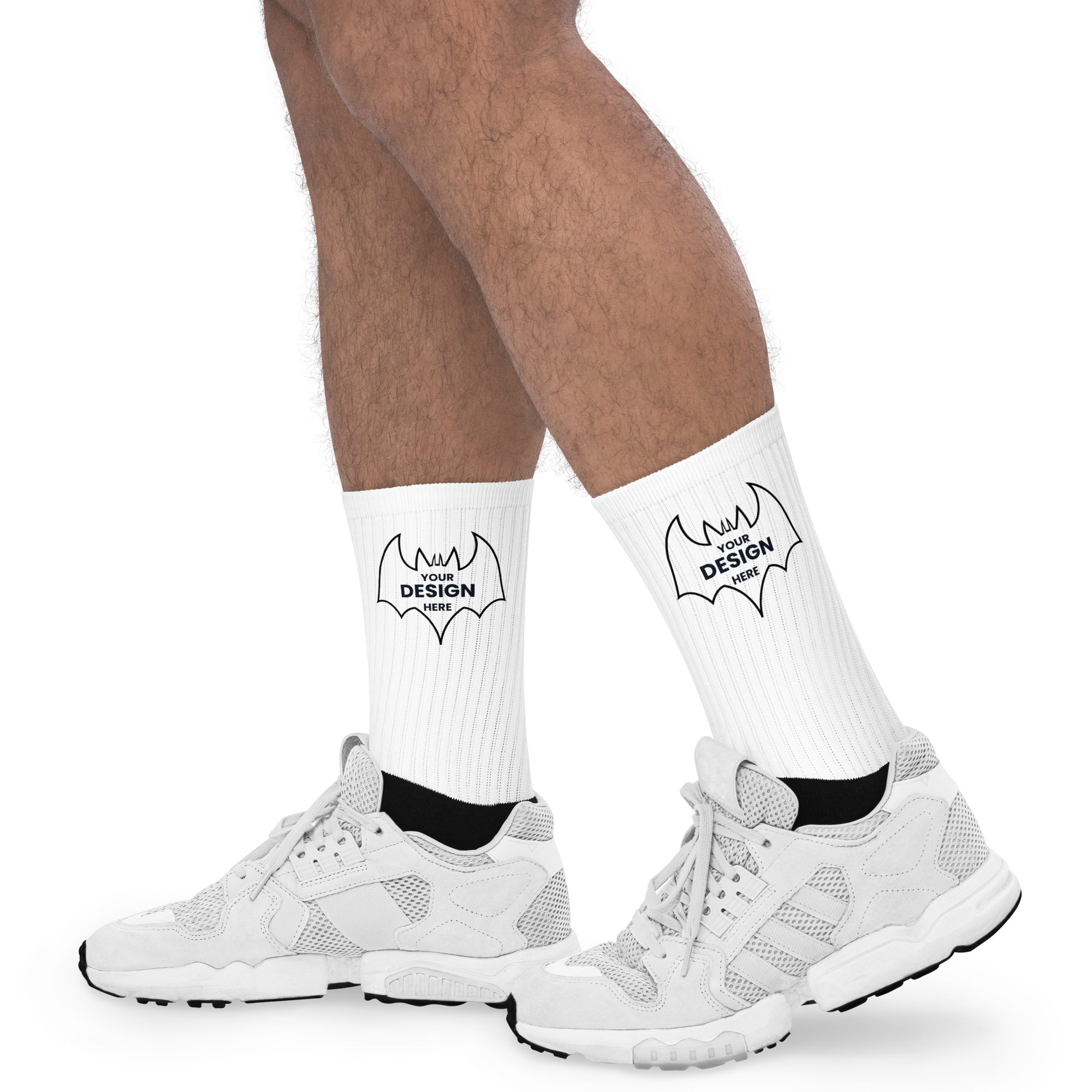 Black Foot Sublimated Socks, Crew Length Performance Socks — Comfortable Cushioned Socks with Bold Leg Artwork