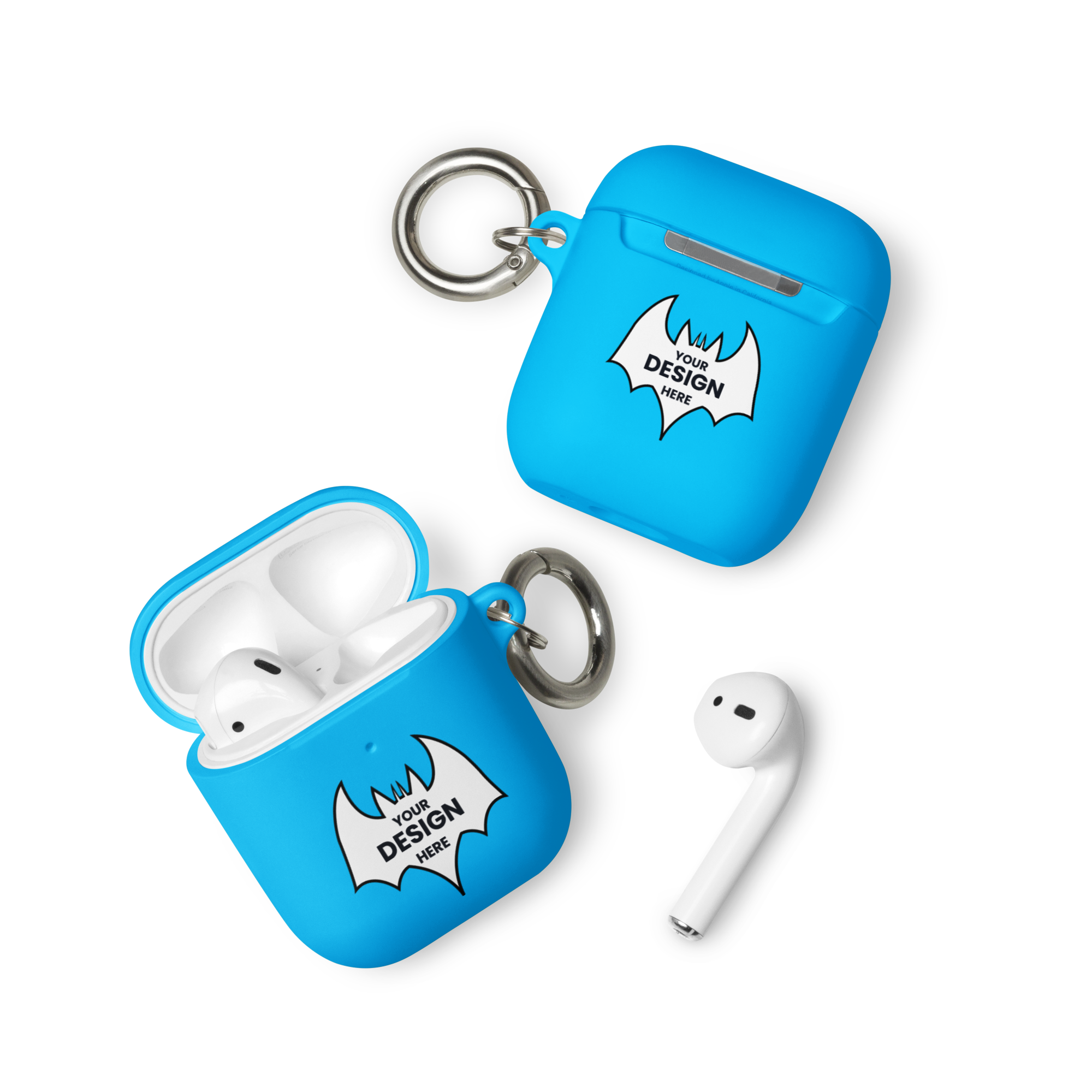 Rubber Case for AirPods, Protective TPU Cover — Stylish AirPods Case with Carabiner for Daily Use